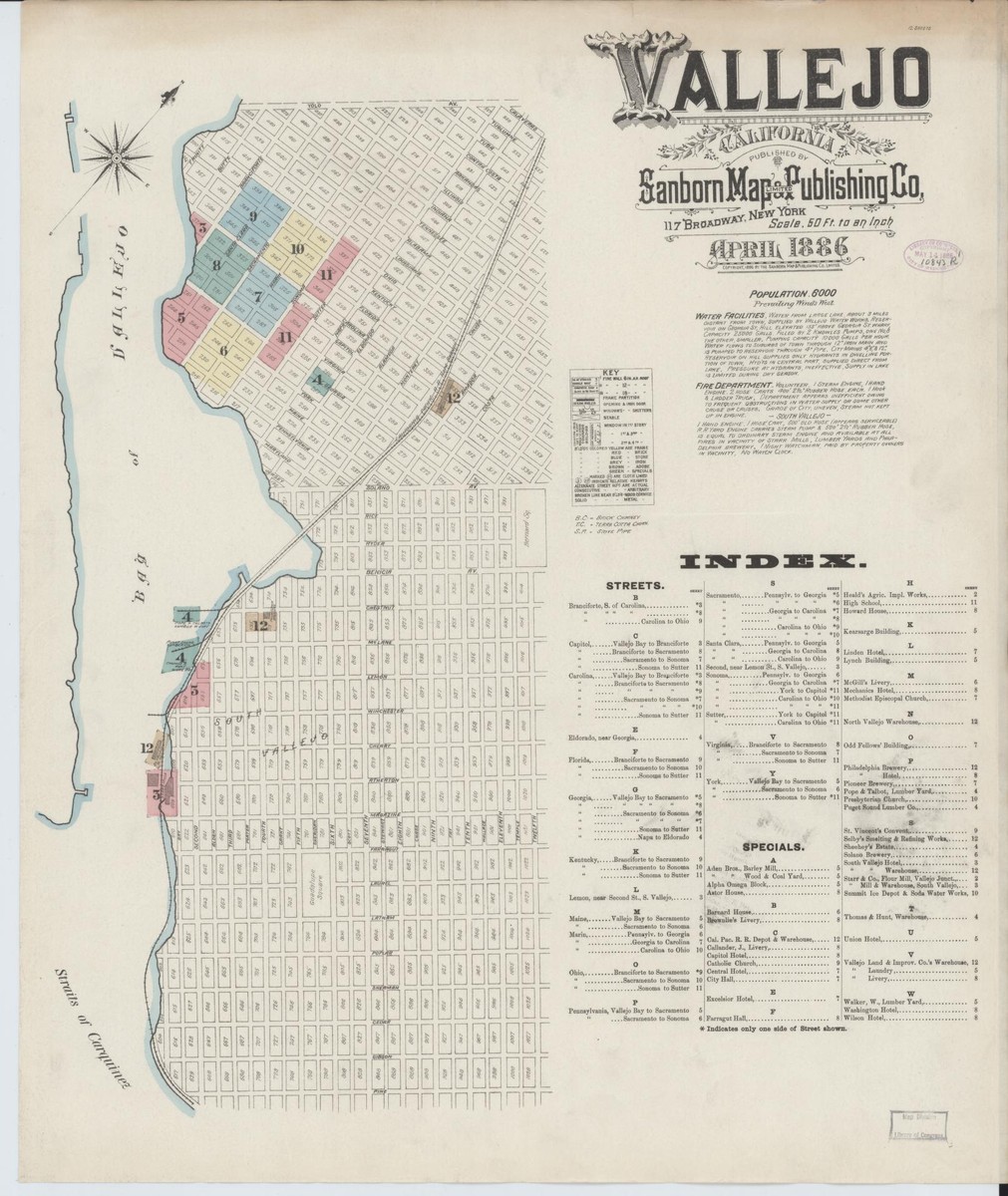 Vallejo California 1886 Sanborn Fire Insurance Map Sanborn Fire Vallejo California 1886 