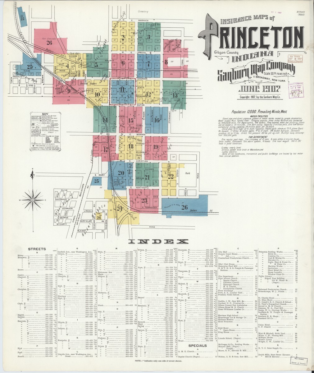 Princeton Indiana Princeton, Indiana (1907) — Sanborn Fire Insurance Map | Sanborn Fire ...