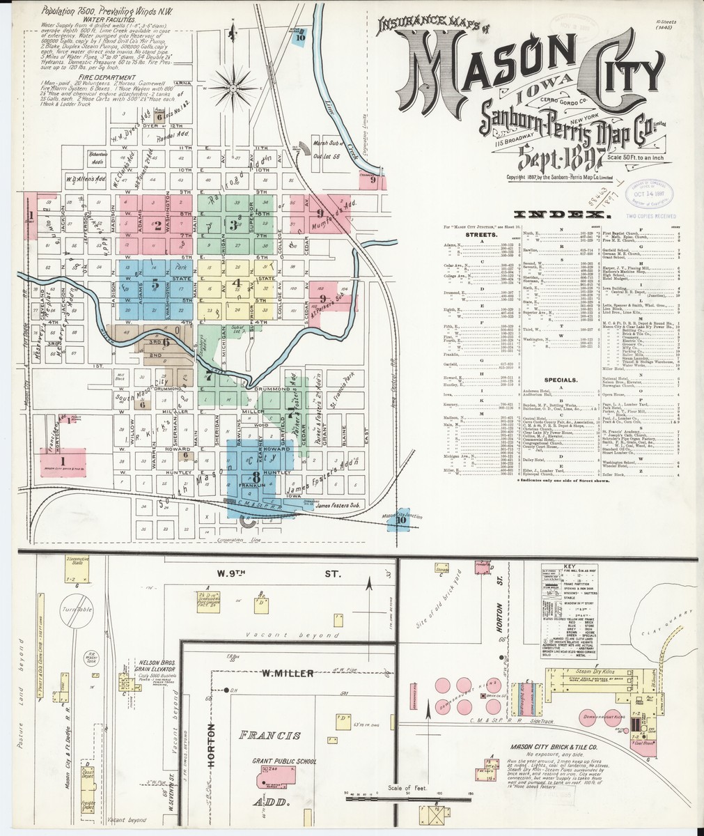 Mason City Iowa 1897 Sanborn Fire Insurance Map Sanborn Fire Mason City Iowa 1897 