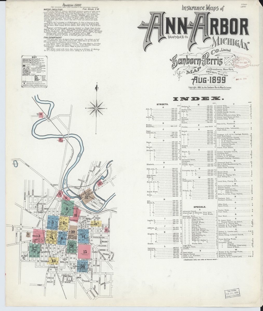 Ann Arbor, Michigan (1899) — Sanborn Fire Insurance Map | Sanborn