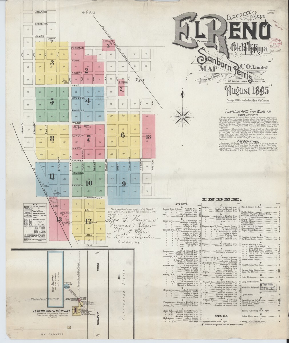 El Reno, Oklahoma (1895) — Sanborn Fire Insurance Map | Sanborn Fire ...