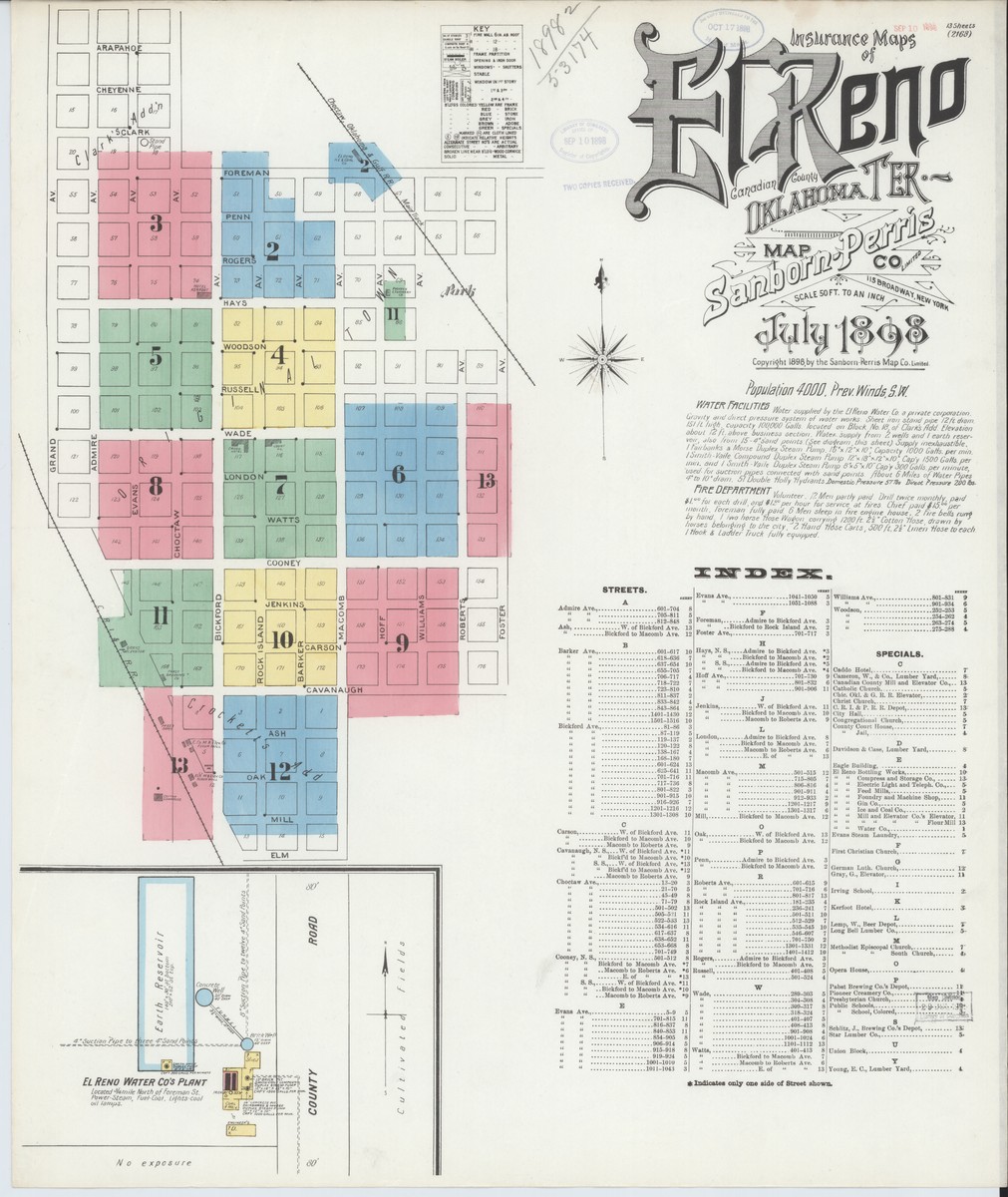 El Reno, Oklahoma (1898) — Sanborn Fire Insurance Map | Sanborn Fire ...