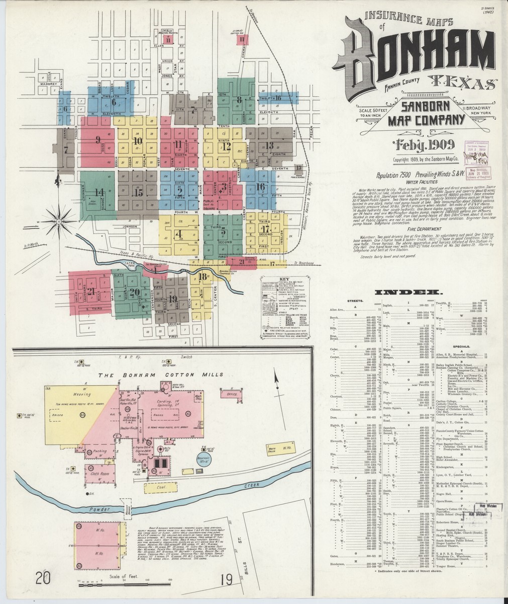 Bonham, Texas (1909) — Sanborn Fire Insurance Map | Sanborn Fire Maps ...